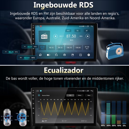 Junsun Android 15 Draadloze CarPlay Andriod Auto Autoradio Geschikt Voor Toyota Aygo Peugeot 107 Citroen C1 - Bluetooth - Achteruitrijcamera - GPS Navigatie - Plug & Play - 10-inch Touchscreen - WiFi - SWC - Octa-core processor