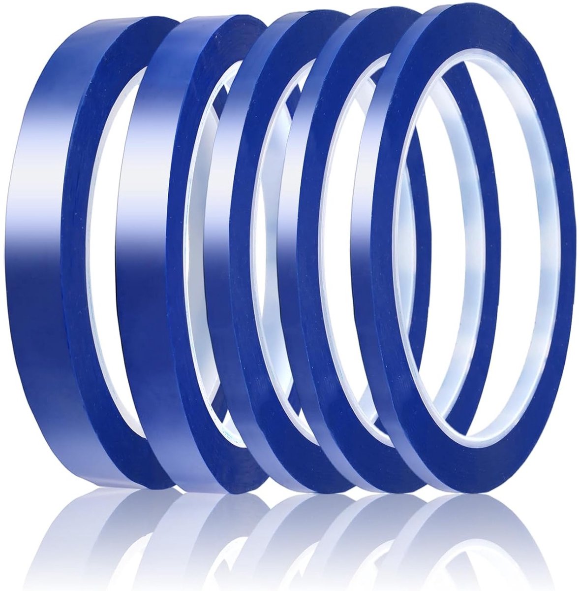 5 Rollen Witte Maskertape 4/5/10/12mm x 50m voor Precisiewerk, Spuitverf en DIY Klussen