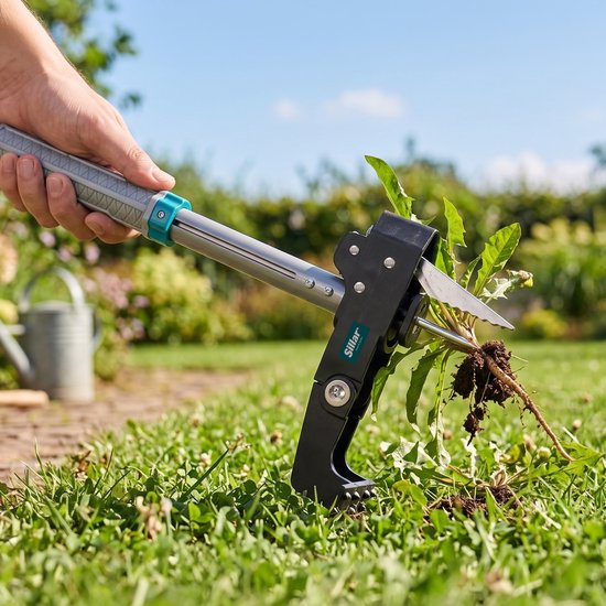 Sillar Onkruidtrekker - Onkruidverwijderaar met Telescopische Steel 99,5-117 cm - Onkruidsteker voor Tuin en Gazon - met 50L Tuinafvalzak - RVS van Merkloos	 — afbeelding 5