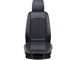 Autostoelhoes Houten Kralen - Stoelkussen Ademend - Comfortabel Rijden - Massage Effect - Universele Pasvorm - Zwart