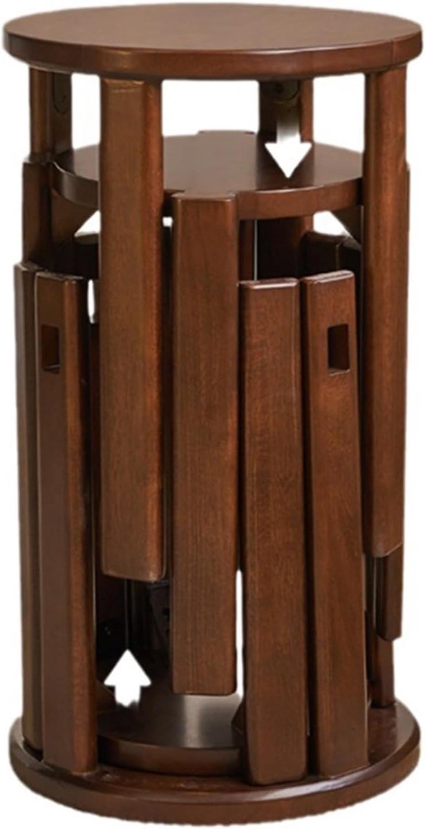 Houten Stapelbare Krukken - Set van 4 - Ruimte Besparen - Massief Hout - 50 x 38 cm - Bruin