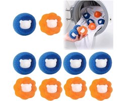 Wasmachine Haarverwijderaar - Wasballen Set - Kleding Reinigen - Herbruikbaar Ontschilferend Ontwerp - 10 Stuks - Oranje Blauw