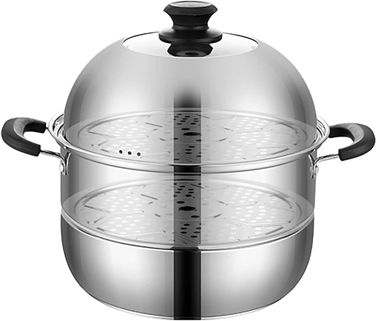 Stoompan Soeppan - Kookpan - Gezond Koken - 3-laags Bodem - 26cm - Zilverkleurig