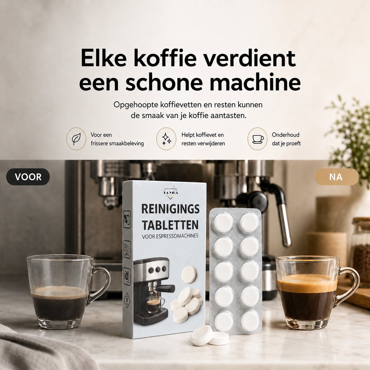 La Vida Luxe Reinigingstabletten Koffiemachine – 20 Stuks – Universele Koffiemachine Reiniger – Onderhoudstabletten voor Espresso- en Koffiezetapparaten — afbeelding 6