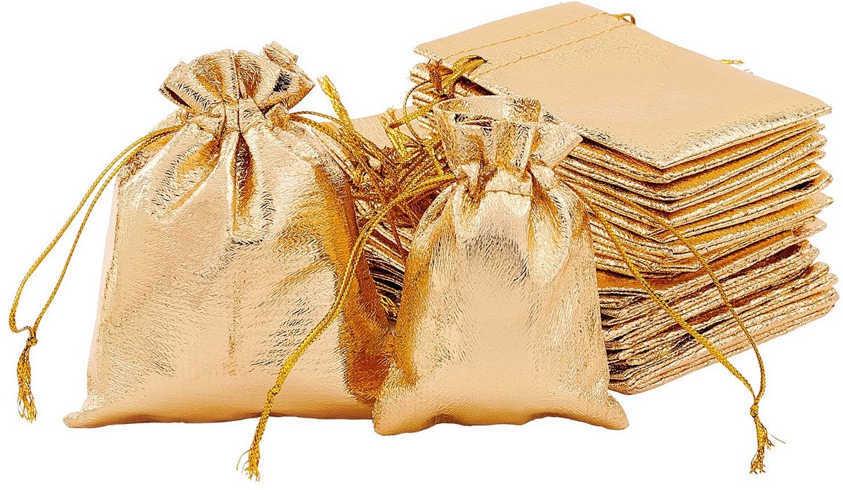 ONF3 - Gouden geschenkzakjes - Organza opbergzakjes - 60 stuks - 2 maten - Perfect voor sieraden - Bruiloft en feest - Kerstsnoep