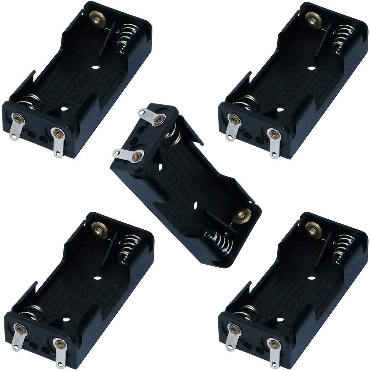 aladdien - Batterijhouder - 2 x LR03 - Geschikt voor diverse apparaten - Compact formaat - 5 stuks - Handig voor batterijbeheer