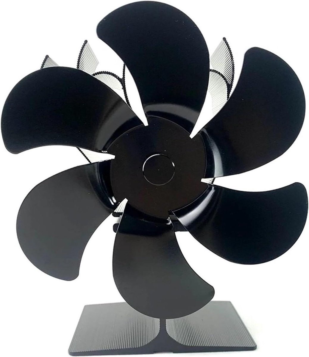 Houtkachel Ventilator - Eco Fan - Warmte Verdeling - 6 Bladen - Mini Formaat - Zwart