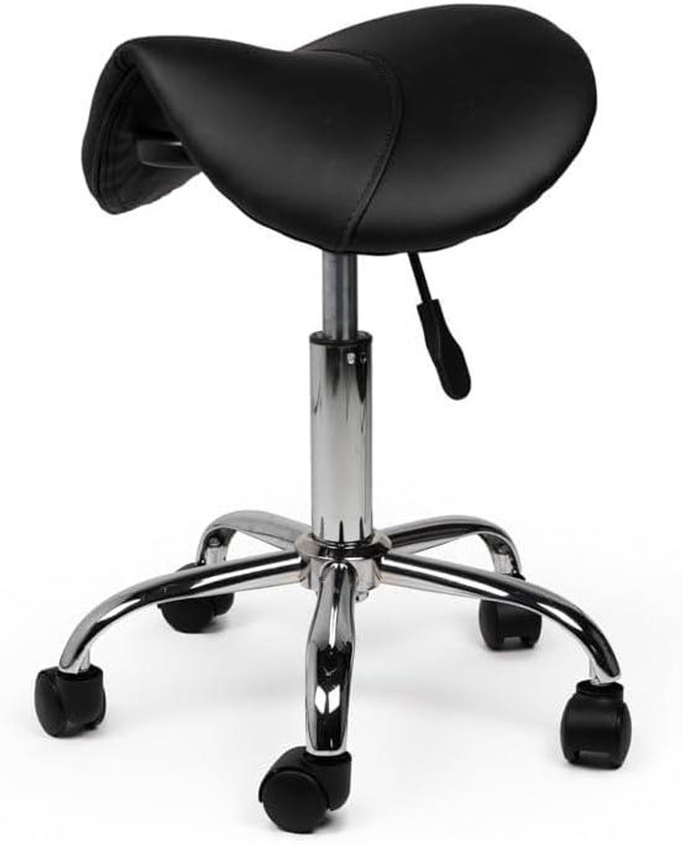 Zadelkruk - Werkkruk - Comfortabel Werken - Verstelbare Zithoogte - 40-56cm - Zwart