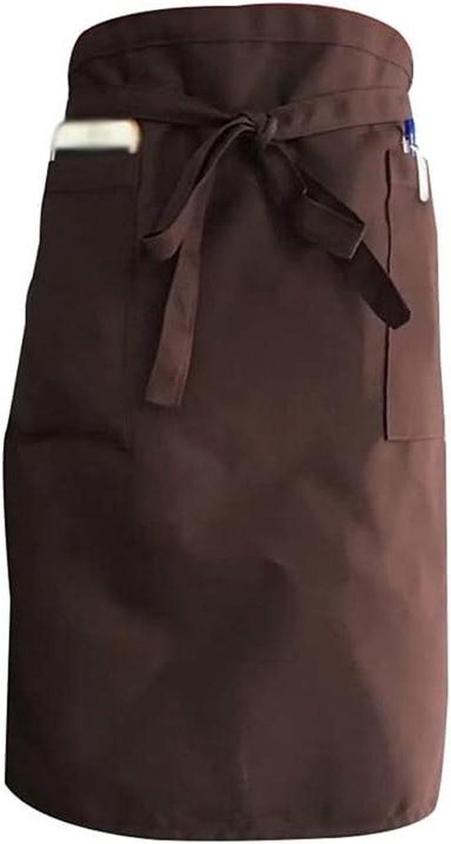 Korte Taille Schort - Koks Schort - Keukenwerk - Met Handige Zakken - 60 cm Lengte - Bruin