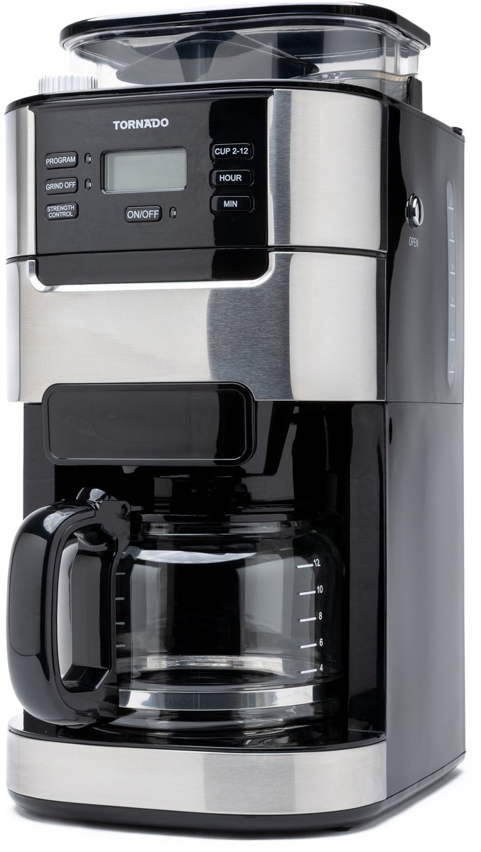 Tornado TCM-1025A-GS - Koffiezetapparaat met Bonenmaler - 1.5L - 12 Kopjes - Timer thumbnail 8