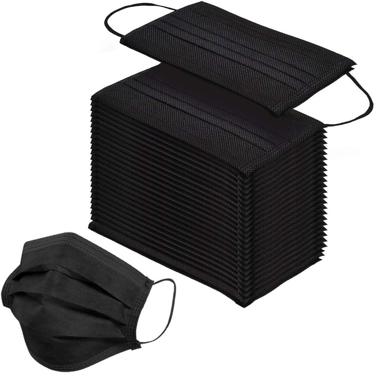Beschermende Mondkapjes - Wegwerp Maskers - Dagelijkse Bescherming - Waterproof Materiaal - 100 Stuks - Zwart