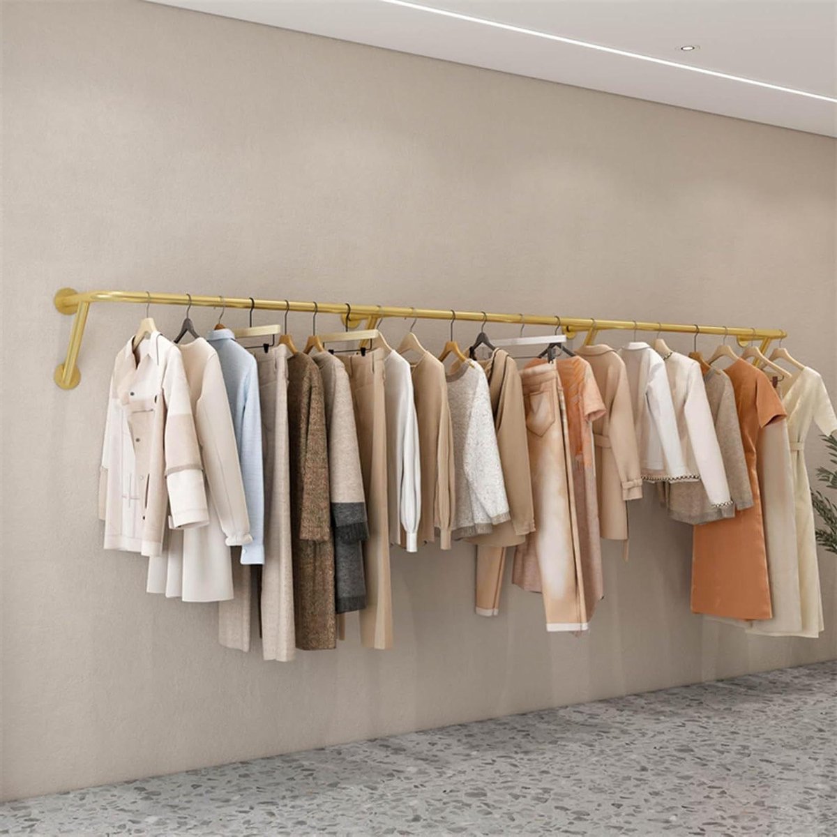 Industriële Kledingrek - Wandrek - Kleding Opbergen - Duurzaam Staal - 350cm - Zwart