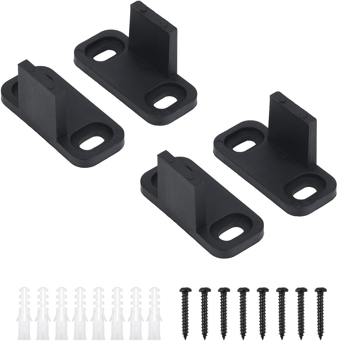 aladdien - Barn Door Vloergids Set - 4-delige Deursysteem - Duurzaam Zwart Plastic voor Vloerbevestiging - Perfect voor Binnen - Deuraccessoires - B...