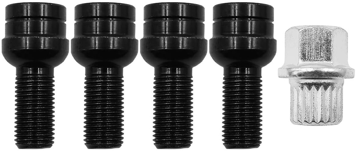 aladdien - Anti-Diefstal Wielbouten - Locking Wheel Nut Set - 4 Stuks - M14 x 1.5mm - Zwart Staal - Veiligheid - Wielbeveiliging - Auto-accessoires