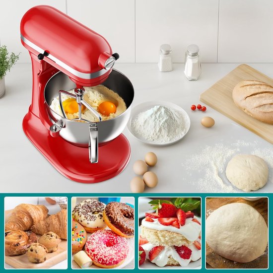 Mixer Opzetstuk - Platte Klopper - Bakken Maken - Roestvrij Staal - 6 Qt - Zilver van Merkloos — afbeelding 3