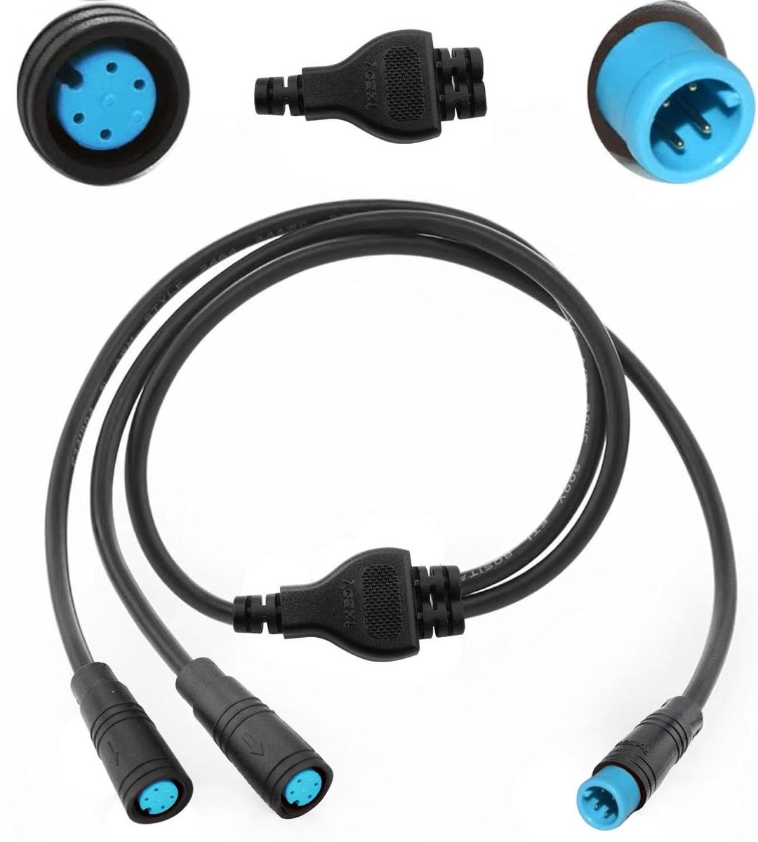 RUNCCI-YUN 4 Pin Waterproof Y-Splitter Extension Cable voor Elektrische Fietsen