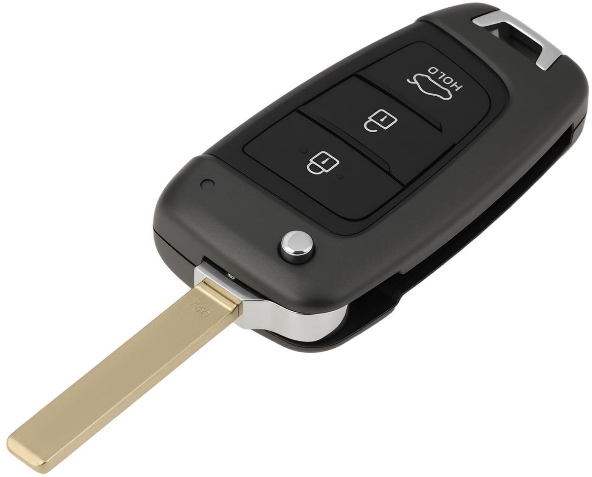 aladdien - Sleutelhanger Hoesje - 3 Buttons - Bescherming voor Sleutels - Geschikt voor Auto - Zwart - Perfect voor Hyundai I30 - Modeljaren 2017 to...