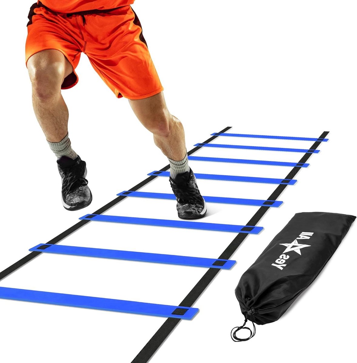 Behendigheidsladder - Trainingsladder - Voetbaltraining - Duurzame sporten - Tot 76 m - Blauw