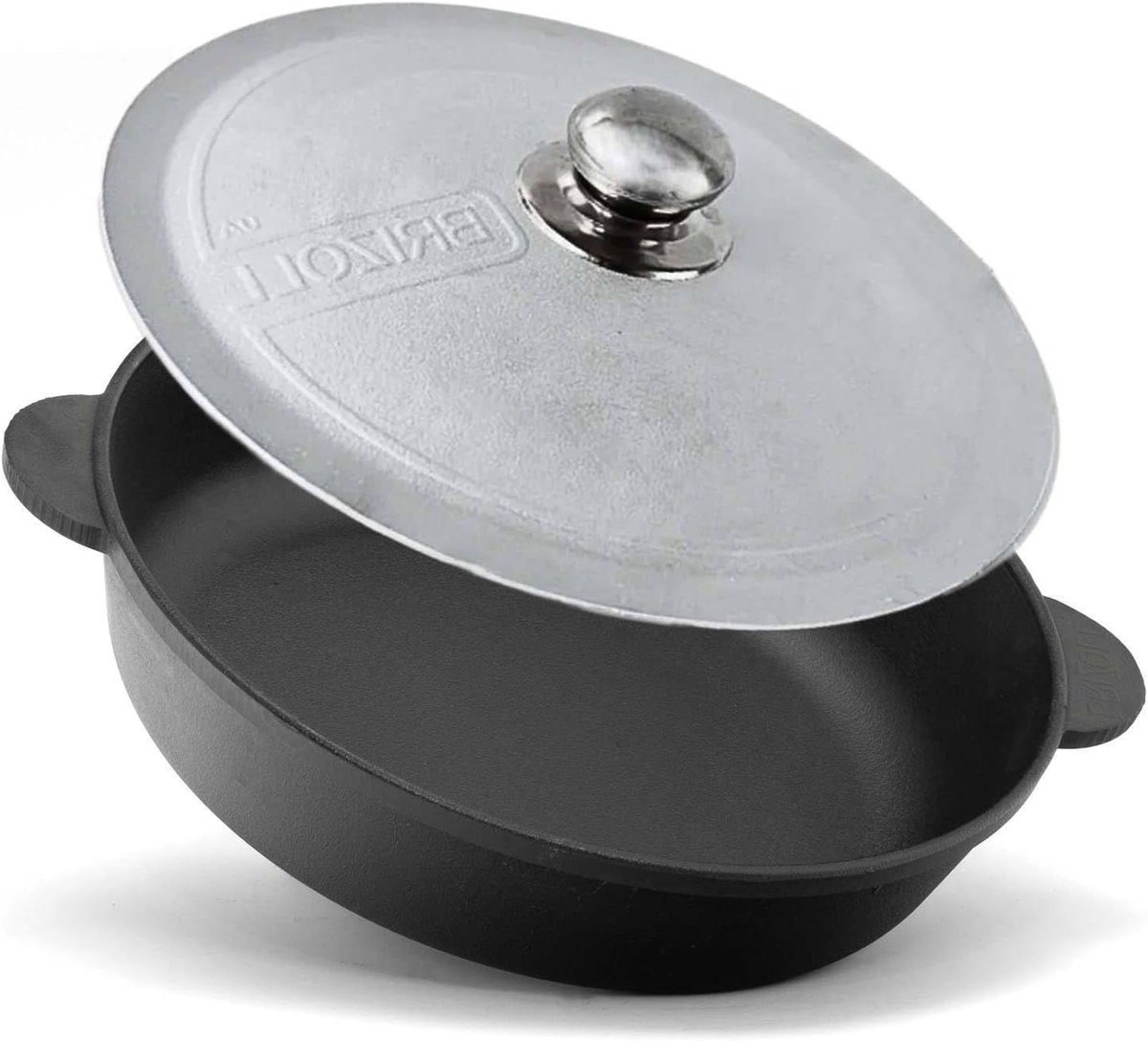 Gietijzeren Pan 28 cm - Braadpan & Stoofpan voor Alle Warmtebronnen (Inclusief Inductie)