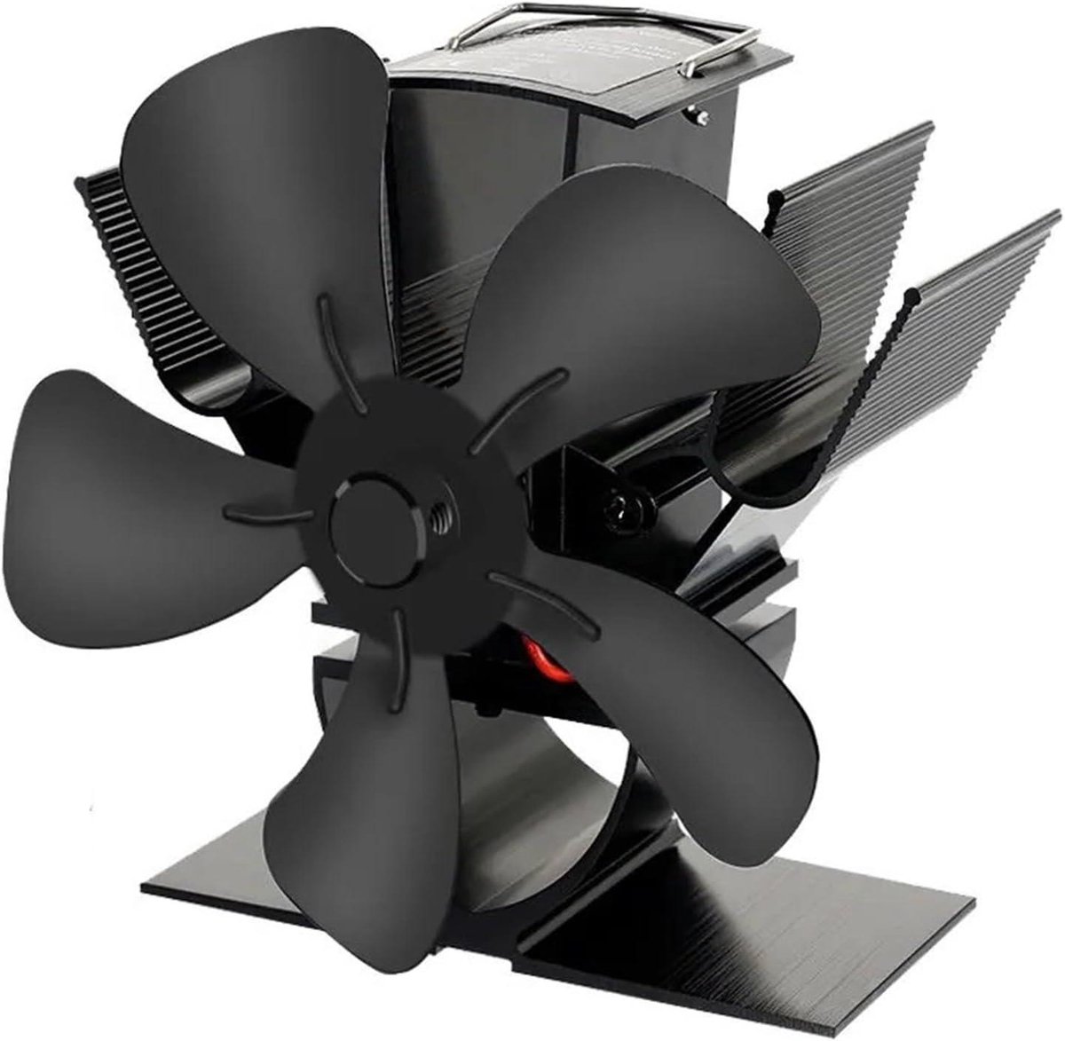 Kachelventilator - Warmte ventilator - Warmte verdelen - 5-bladig ontwerp - 95 mm blad - Zwart