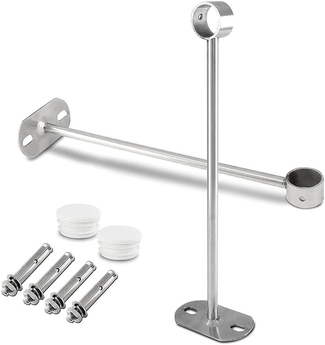 Pijpbeugel Set - Kledingroede Steun - Garderobe Inrichting - Sterke Draagkracht - 25mm Diameter - Zilverkleurig