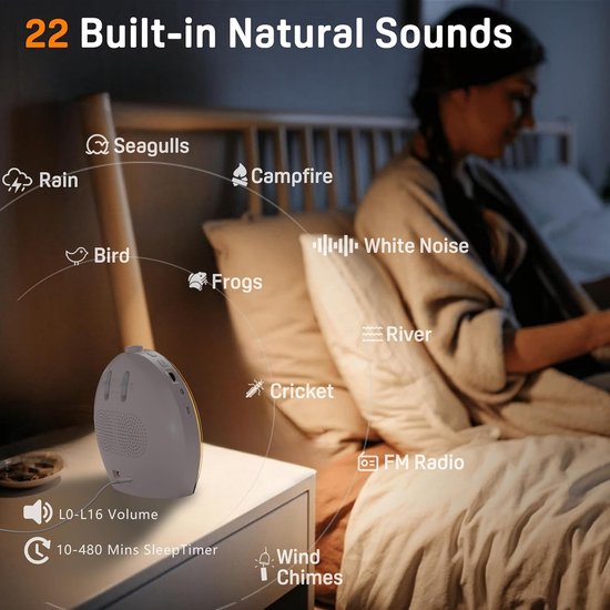 Wekker met Licht - Wake Up Light - Rustig Ontwaken - 22 Natuurlijke Geluiden - 17 Kleuren - Geel van Merkloos — afbeelding 4
