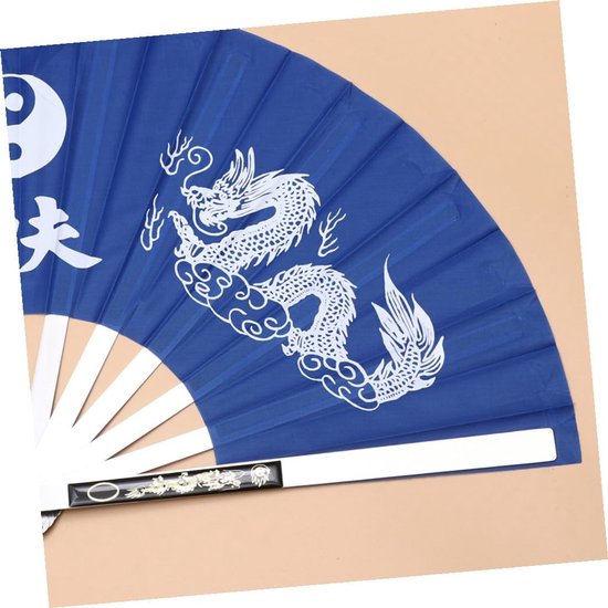 Chinese Handwaaiers - Opvouwbare Waaier - Dans Fitness - Klassiek Patroonontwerp - 62x35cm - Blauw — afbeelding 5