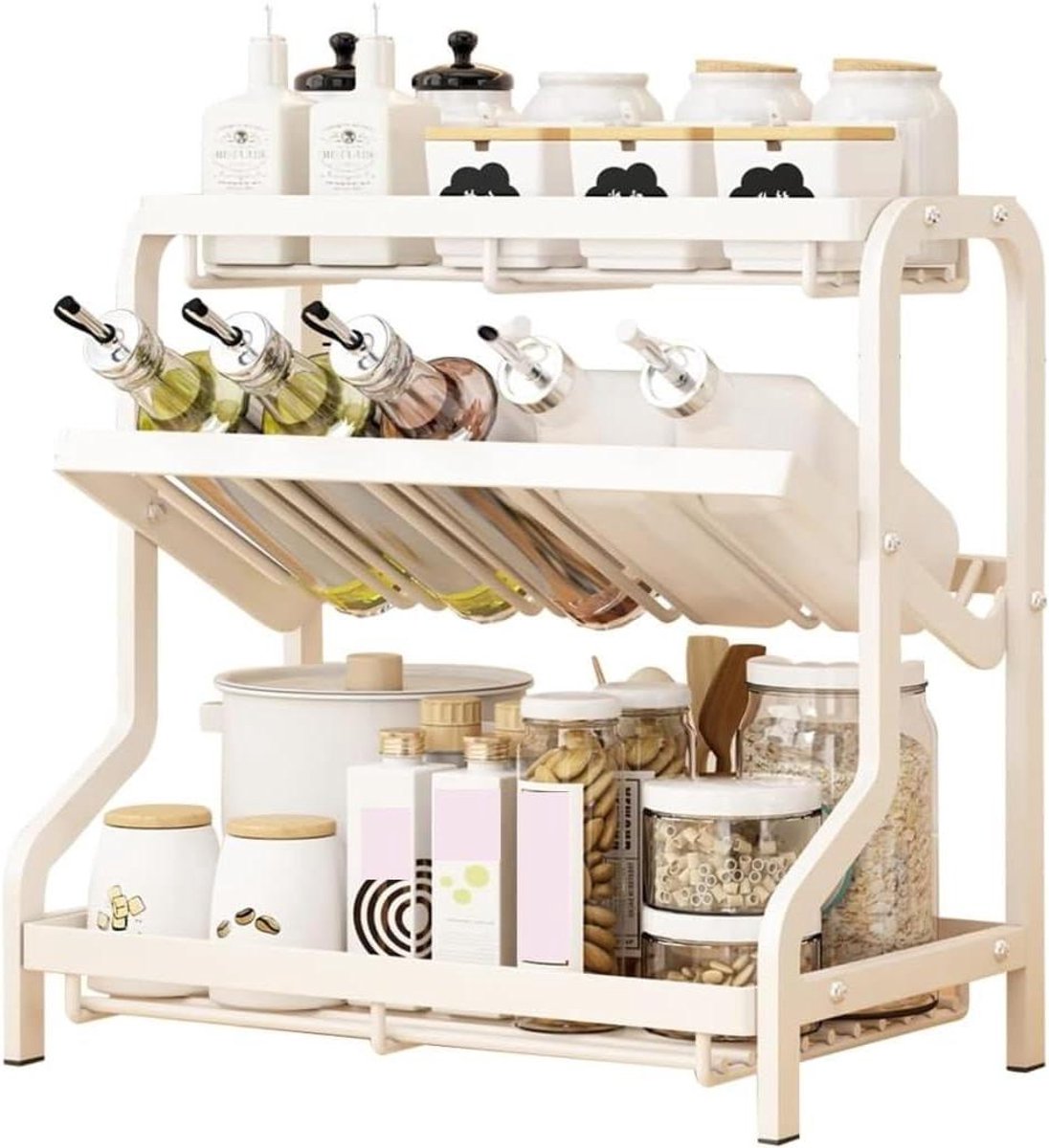 Kruidenrek - Keuken Organizer - Keuken Opbergen - 3-Tier Ontwerp - Niet Gespecificeerd - Wit