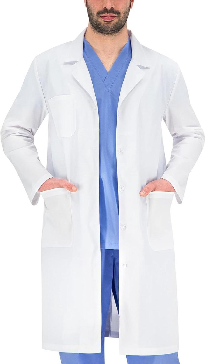 Herencolbert - Laboratoriumjas - Professioneel Gebruik - Vaste Rugband - 3 Zakken - Wit