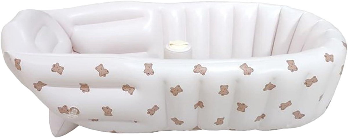 Opblaasbare Baby Badkuip - Draagbaar Babybad - Waterpret Thuis - Ergonomische Steun - 90x55cm - Beer