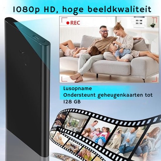 Thuys - Mini-bewakingscamera, HD 1080p, draagbare powerbank, bewakingscamera, mini-camera met accu, 5000 mAh, met nachtzicht en 3-in-1 oplaadkabel voor het opladen van mobiele apparaten van Merkloos — afbeelding 3