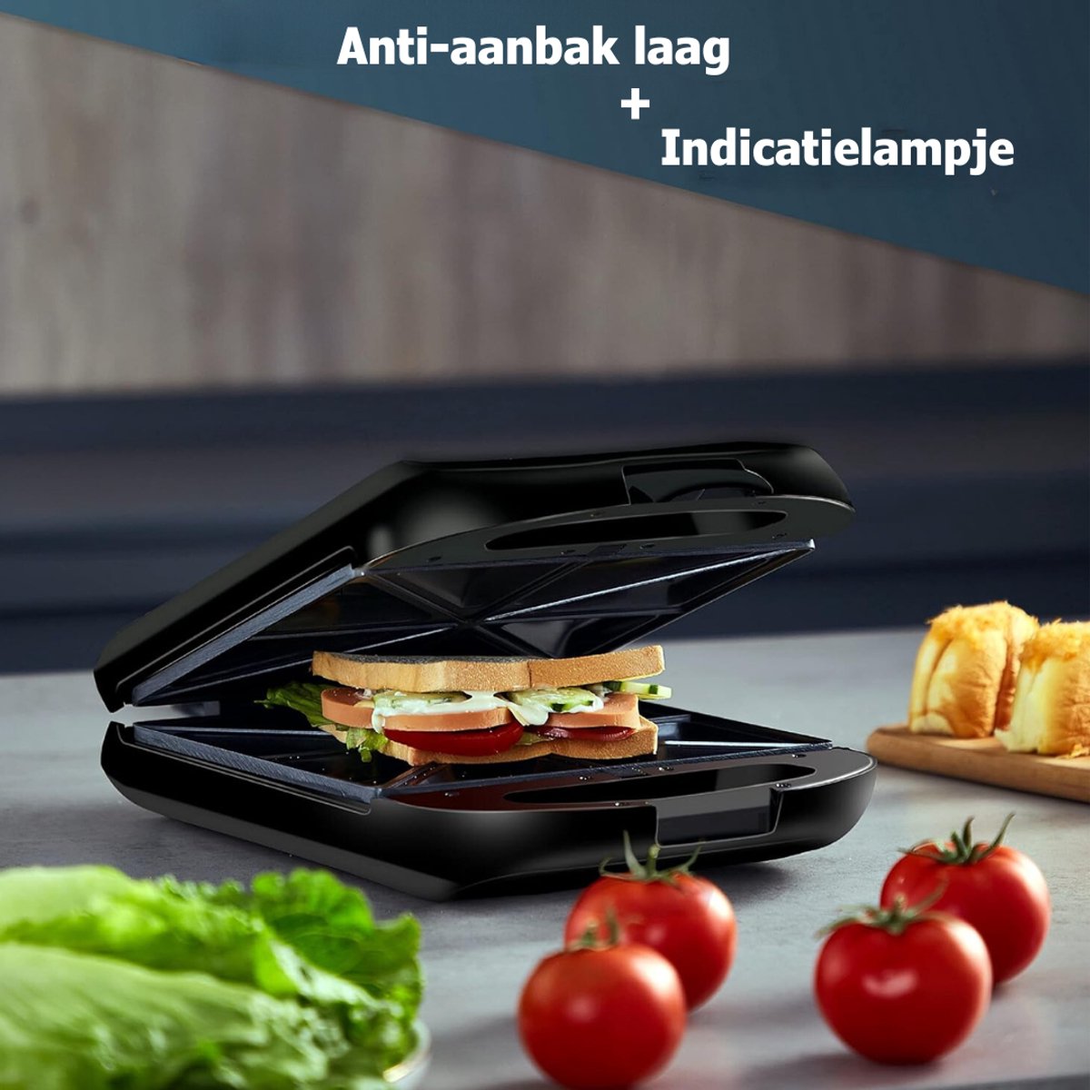 RUX® Wafelijzer Met Verwisselbare Platen – Tosti Apparaat – Wafelmaker 1200 Watt – Panini Grill – Contactgrill – 3-in-1 Sandwich Maker XXL – Grill Apparaat Met 3 Antiaanbakplaten - Zwart - 35cm x 24cm x 10cm; 3 kg thumbnail 3