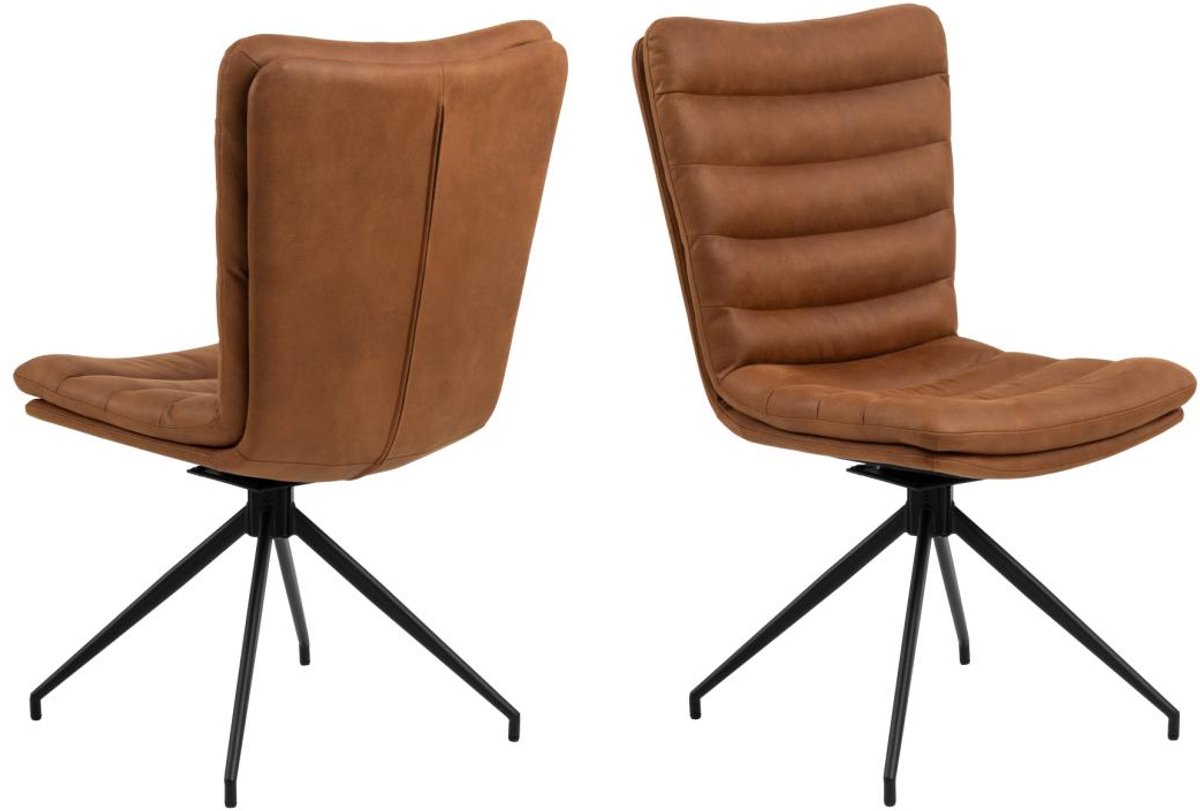 Giga Living Eetkamerstoel Elsen Kentucky Brandy Set van 2 - Giga Living Bruin