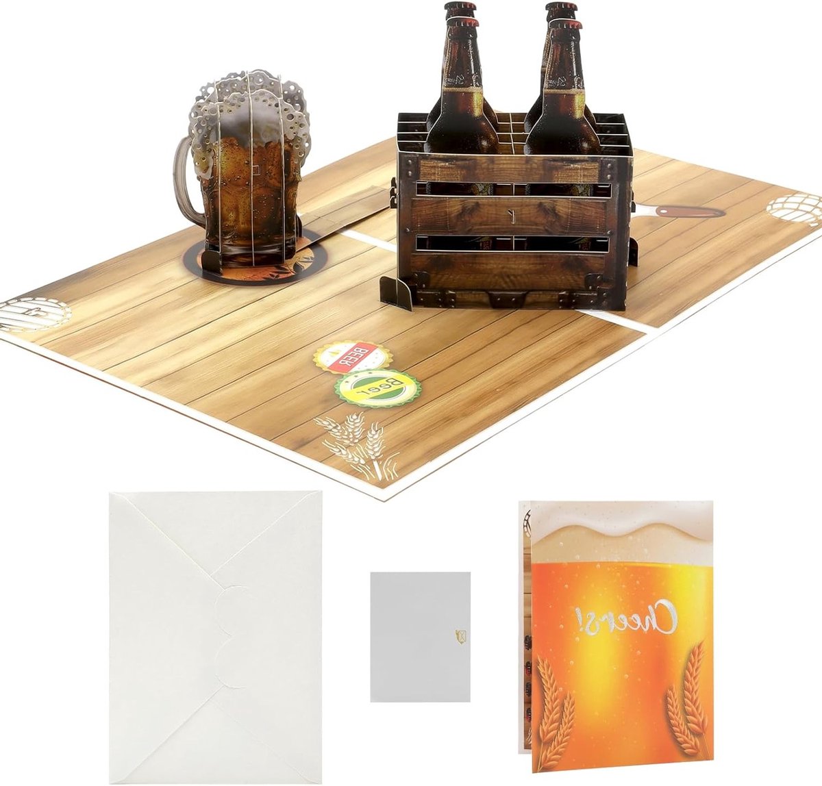 Pop-up verjaardagskaart met bier voor Vaderdag, Jubileum, Verjaardag en Feestdagen - Unieke wenskaart voor elke gelegenheid