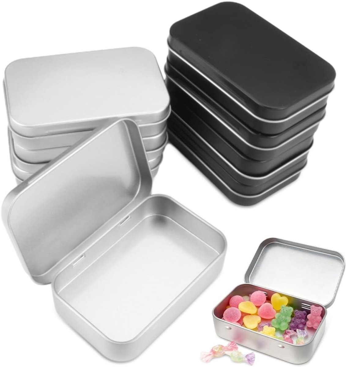 Kleine Roestvrije Blikjes 9.5 x 6 x 2 cm - Draagbare Opbergdozen voor Snoep, Sieraden en Kleine Voorwerpen