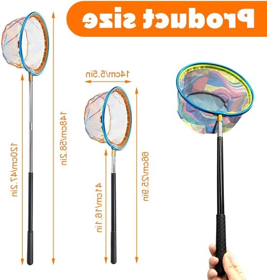 Opvouwbaar visschepnet met telescopische handgreep van 41 cm tot 148 cm, ideaal voor vissen, strandactiviteiten en buitengebruik van Merkloos — afbeelding 5