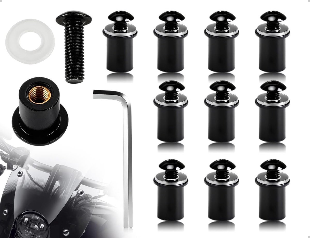 Bevestigingsschroeven M5 x 16 mm van aluminiumlegering voor motorfiets reparatie en vervanging, zwart, duurzaam en lichtgewicht