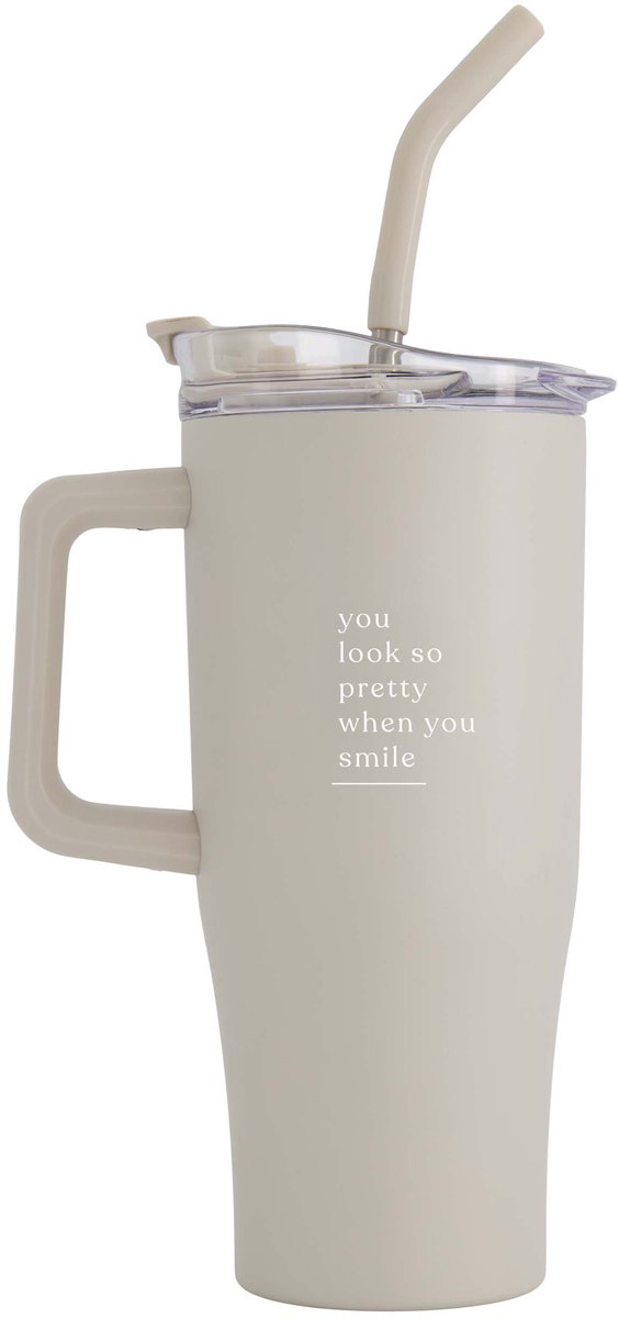 Zusss Tumbler Pretty Smile Beige Roestvrij Staal