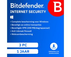 Bitdefender Internet Security - 12 maanden/3 apparaten - Nederlands - Windows download