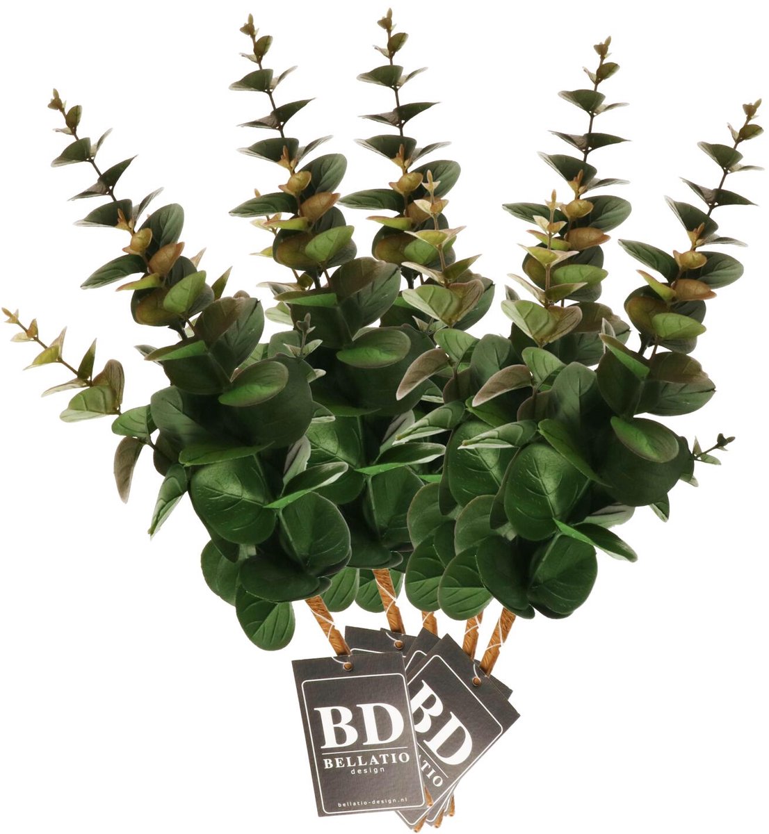 Bellatio Design Kunstplant takken Eucalyptus Bella - 5x - 38 cm - groen - decoratie bladgroen