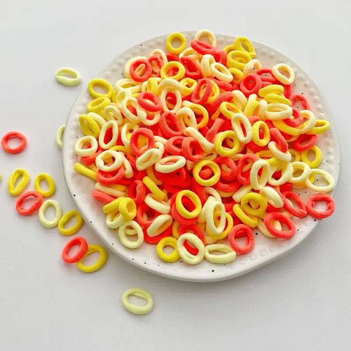 Haarelastiekjes voor meisjes, dames en kinderen, elastisch, kleurrijke kleuren, verschillende verpakkingsmaten met opbergtas (geel/oranje, 100 stuks, kleine verpakking))