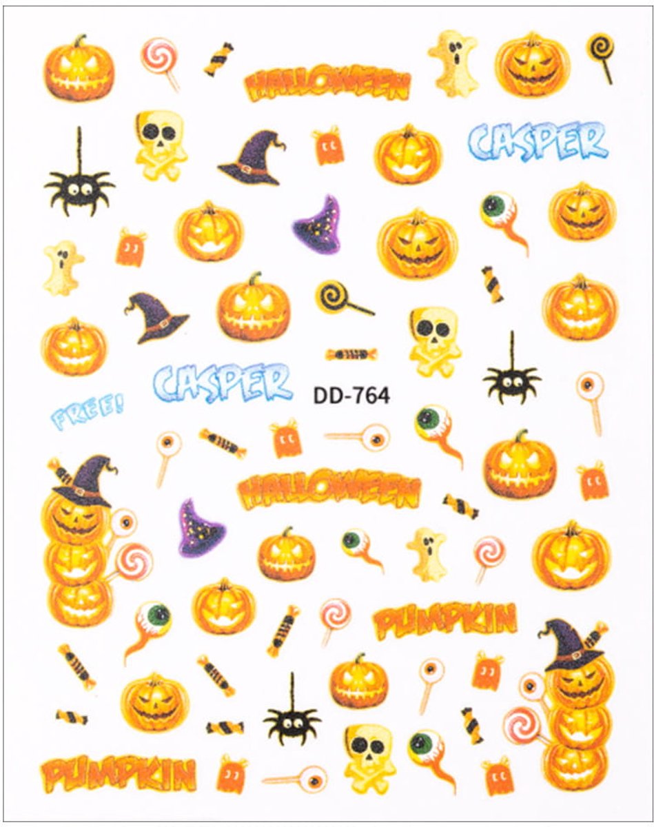 GNB-LAB - Nagelstickers - Halloween DD-764 - Dunne Zelfklevend - Transparante Folie