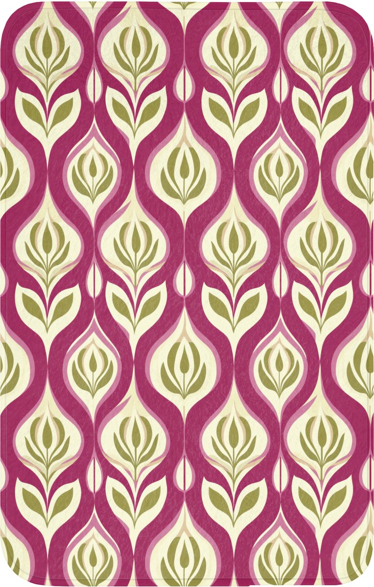 WC mat 50x80 cm - Antislip - Retro - Floraal - Paars - Toiletmat - Vloermat - Douchemat -