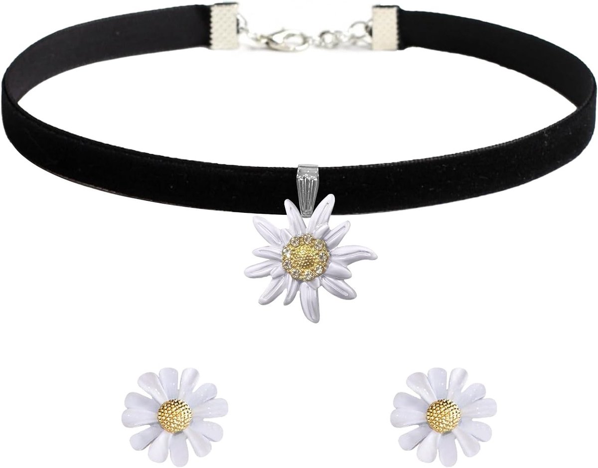 Drie-delig kostuumjuwelen set voor vrouwen, zonnebloem ketting en oorbellen, feestelijke accessoires voor Oktoberfest en speciale gelegenheden