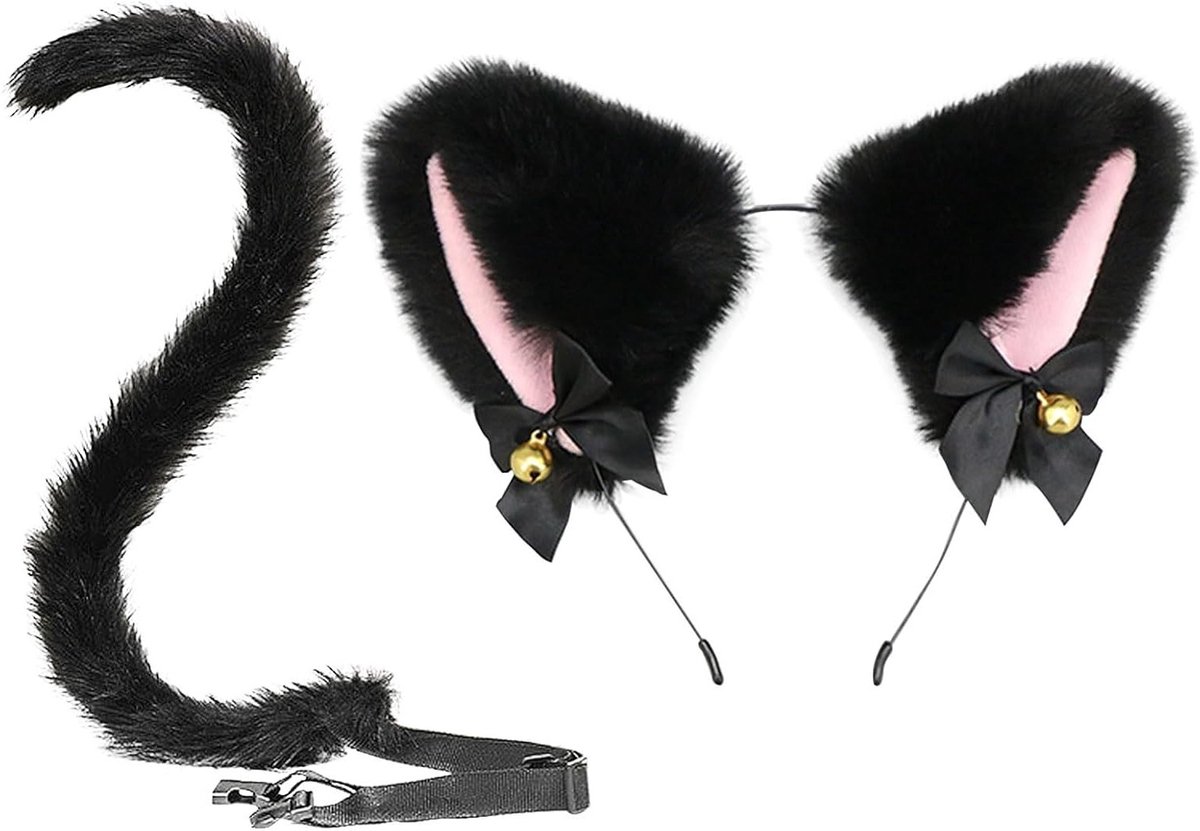 Carnaval kostuum set voor kinderen en volwassenen met vosoren, vosstaart en hoofdtooi voor Halloween en feestjes
