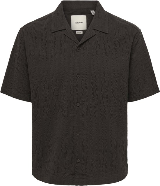 Only & Sons Overhemd Onscruz Rlx Seersucker Resort Ss Sh 22038003 Black Coffee Mannen Maat - M