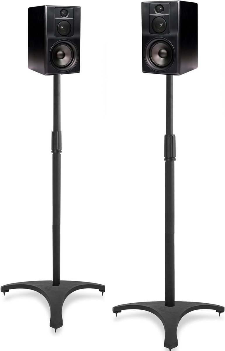 Verstelbare Speakerstandaards Set van 2, Hoogte 86-127 cm, Kabelbeheer, Geschikt voor Diverse Speakers, Draagvermogen 3.6 kg per Standaard