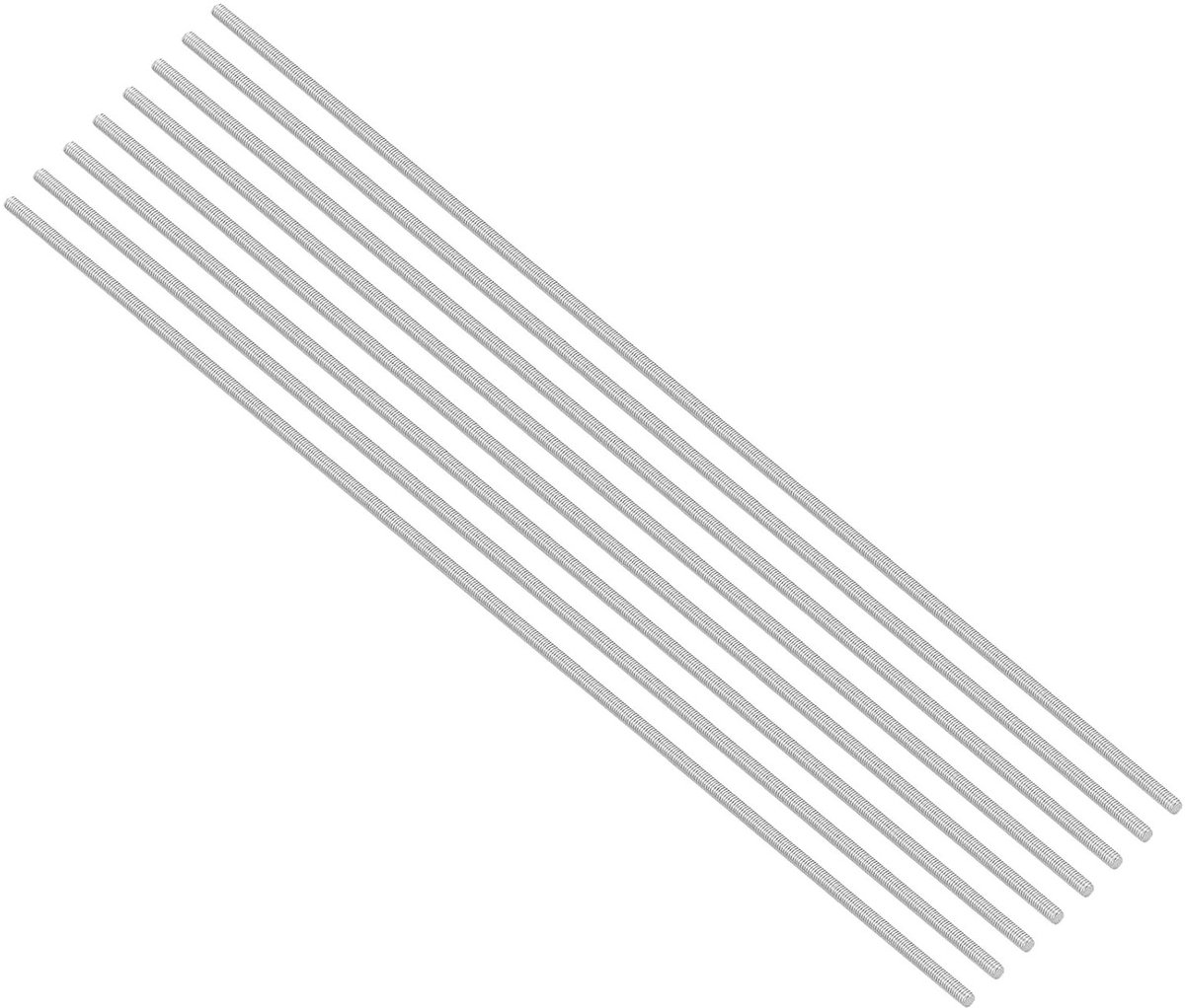 Set van 8 Draadstangen M3 x 250 mm RVS 304 voor Meubel- en Machineassemblage, Schroefdraad M3-0.5
