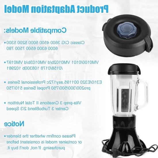 Lid voor Blender met 1.8kg Laag Profiel Container, Vervangingsonderdelen voor Blender en Accessoires van Merkloos — afbeelding 4