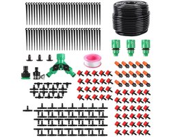 200 Stuks Irrigatiesysteem, 50 m Druppelirrigatie Tuin Irrigatie Kit, DIY Micro Druppelsysteem en Automatische Sprinkler voor Efficiënte Tuinbewatering